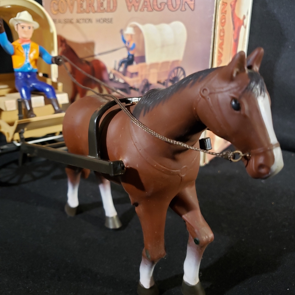 Vintage Covered Wagon With Horse, and Rider